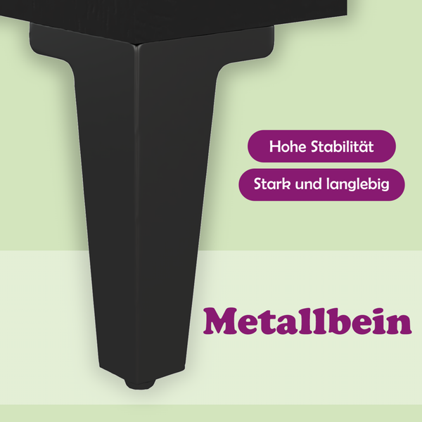 Schwarzer Nachttisch mit Metallbeinen