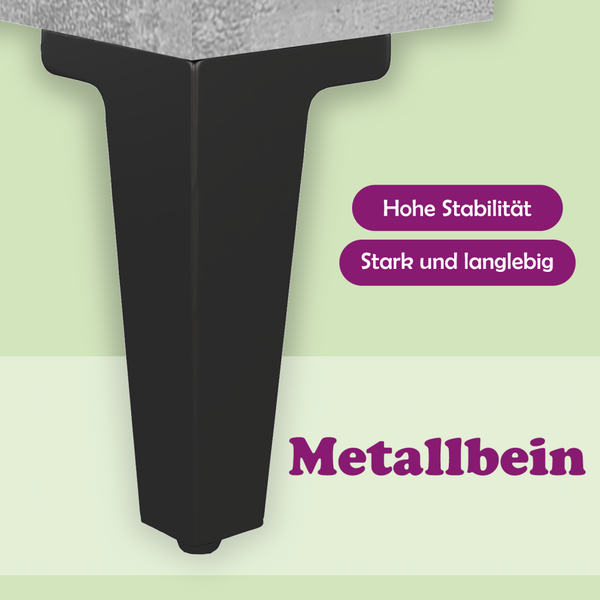 Betongrauer Nachttisch mit Metallbeinen