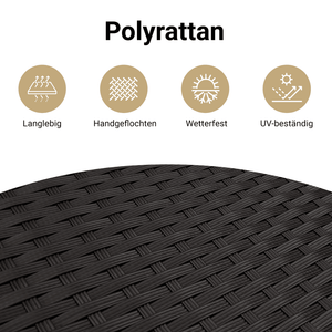 vidaXL 12-Piece Garden Sofa Set with Cushions, Black Poly Rattan