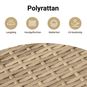 3-tlg. Poly Rattan Garten Essgruppe mit Kissen