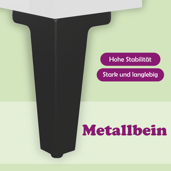 Hochglanz Nachttisch Weiß mit Metallbeinen