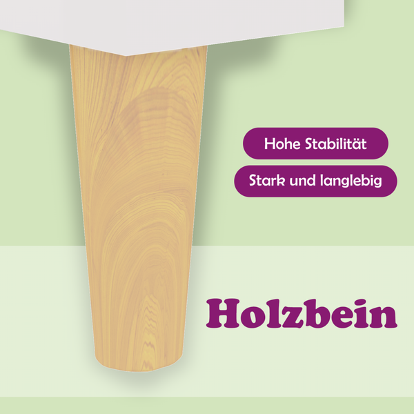 Weißer Nachttisch mit Holzbeinen 40x35x50 cm