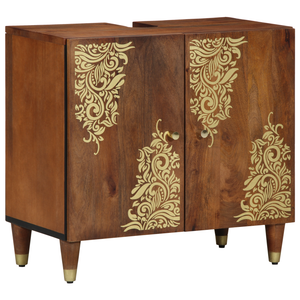 vidaXL Bathroom Cabinet Set with Door 2 pcs Honey Brown Solid Mango Wood