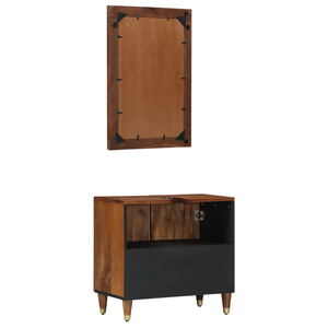 vidaXL Bathroom Cabinet Set with Door 2 pcs Honey Brown Solid Mango Wood