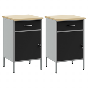 vidaXL Workbench with Drawers 2 pcs Black and Grey 100 x 55 x 85 cm