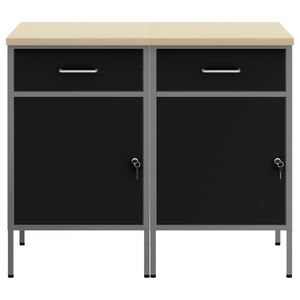 vidaXL Workbench with Drawers 2 pcs Black and Grey 100 x 55 x 85 cm