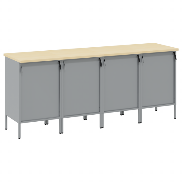 Werkbank mit Schubladen, Schwarz/Grau, 200 cm