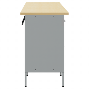 Werkbank mit Schubladen, Schwarz/Grau, 200 cm