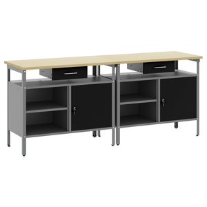 Werkbank Set mit Regal, Schwarz/Grau