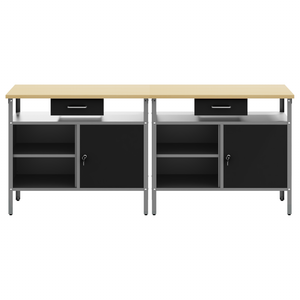 Werkbank Set mit Regal, Schwarz/Grau