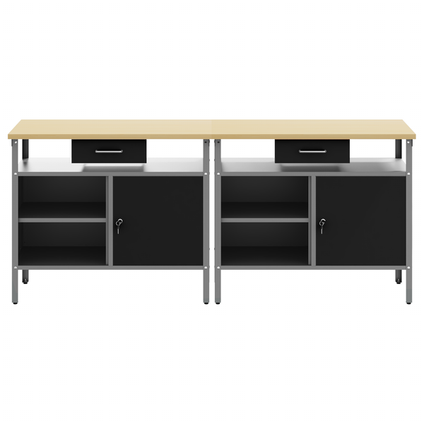 Werkbank Set mit Regal, Schwarz/Grau