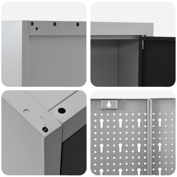 Werkbank Set mit Schubladen, 10-teilig, Schwarz/Grau