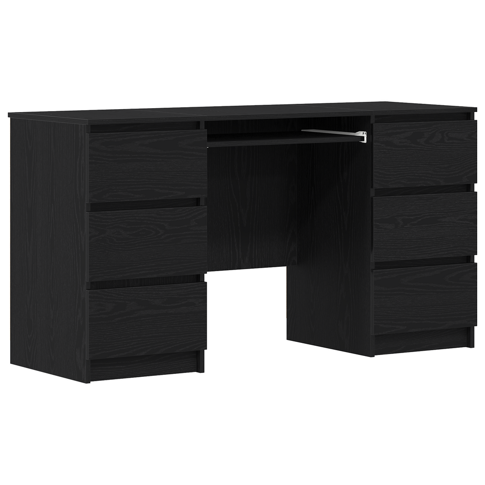 vidaXL Desk with Storage Black Oak-Look 140 x 50 x 76 cm