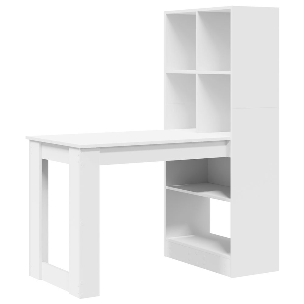 vidaXL Desk with Shelves White 122 x 67 x 145 cm Engineered Wood