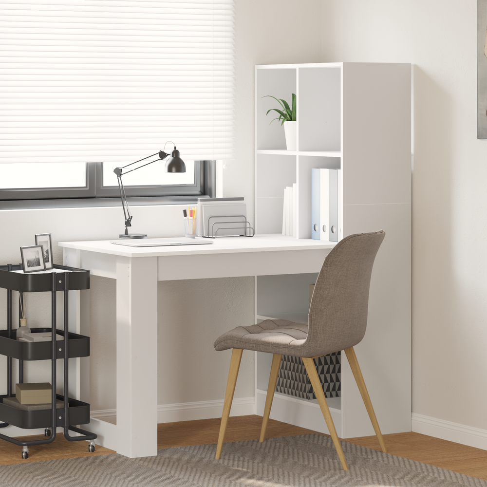 vidaXL Desk with Shelves White 122 x 67 x 145 cm Engineered Wood