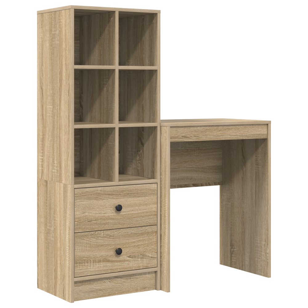 vidaXL Desk with Drawers with Shelf 2 pcs Sonoma Oak