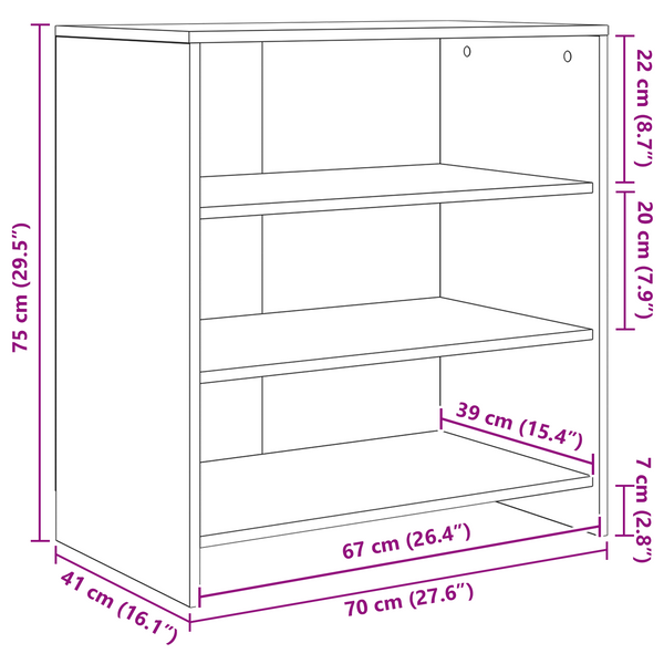 vidaXL Sideboard 3 pcs Black Oak Look 70 x 41 x 75 cm