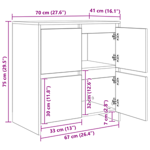 vidaXL Sideboards 2 pcs Black Oak-Look 70 x 41 x 75 cm