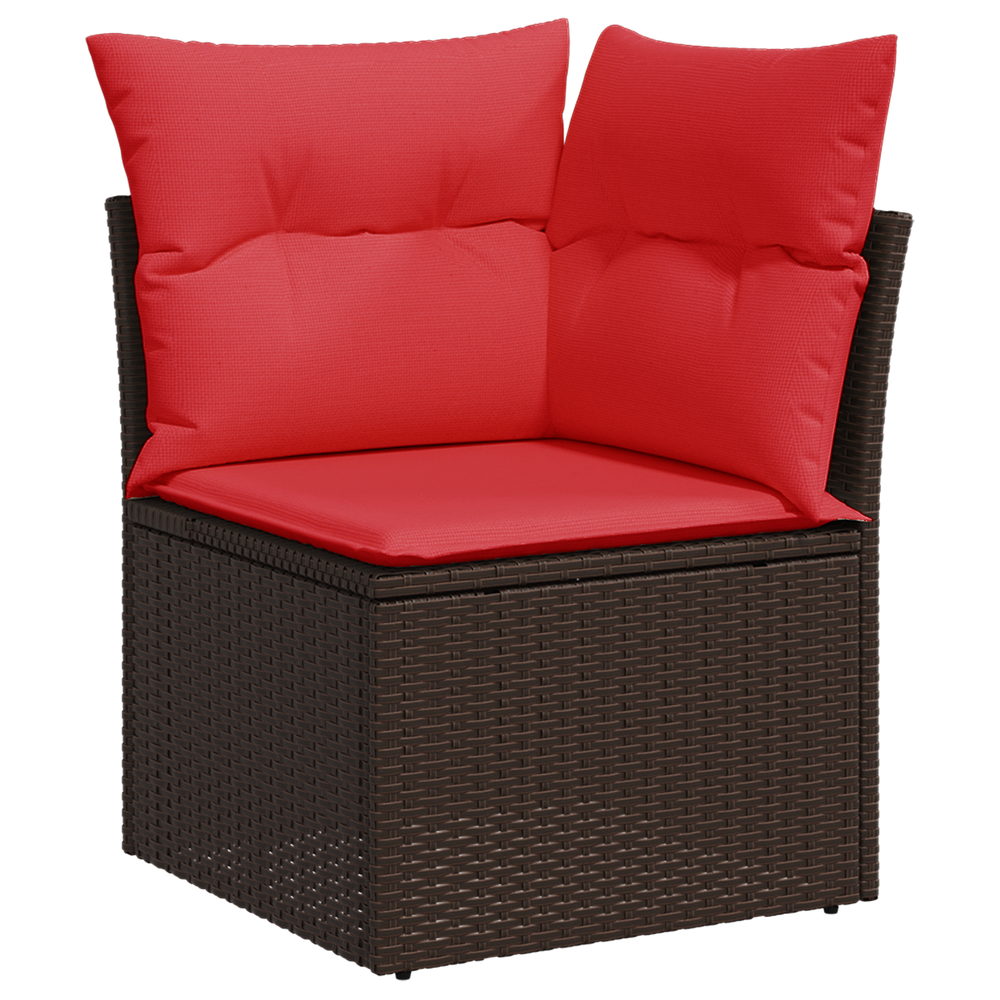 vidaXL Garden Corner Sofa with Cushions Brown Poly Rattan
