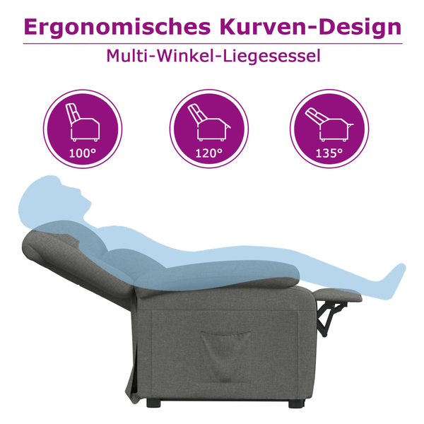 vidaXL Recliner with Footrest Dark Gray Fabric
