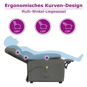 vidaXL Massage Recliner Light Grey Fabric
