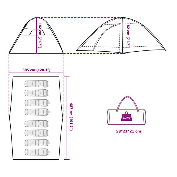 Wasserdichtes 8-Personen-Campingzelt - Grün - Nordbrist